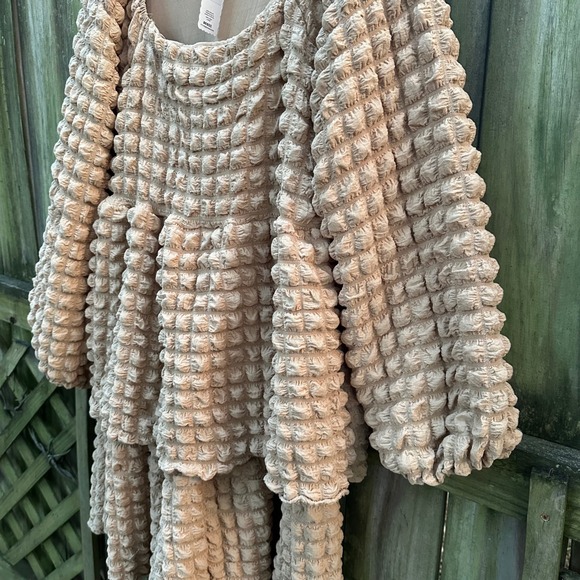 NWT Simply Southern Long Sleeve Tiered Bubble Mini Dress Puff Tan Brown Sz Large - Picture 12 of 12